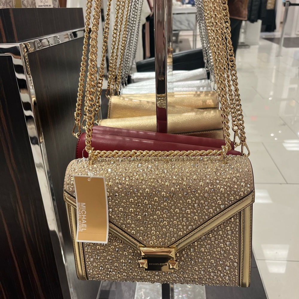 Michael Kors Gold Embellished Whitney Shoulder Bag - Picture 9 of 11